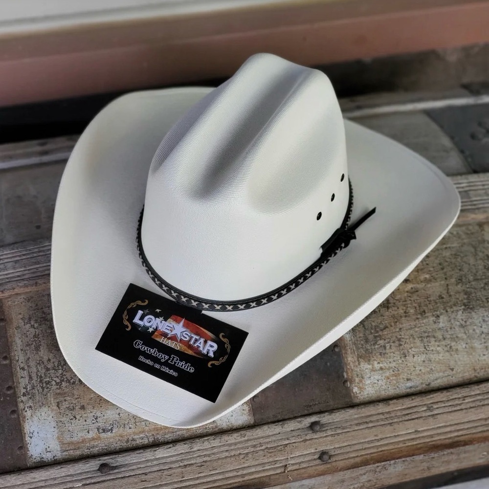 Lonestar White Cowboy Hat with Decorative Band